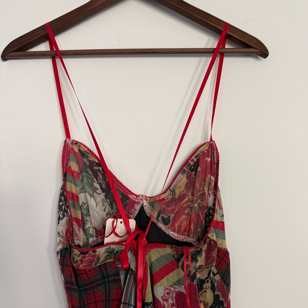 Free People Tis The Season Printed Patchwork Plaid Mistletoe Maxi Dress 6 - Picture 7 of 8